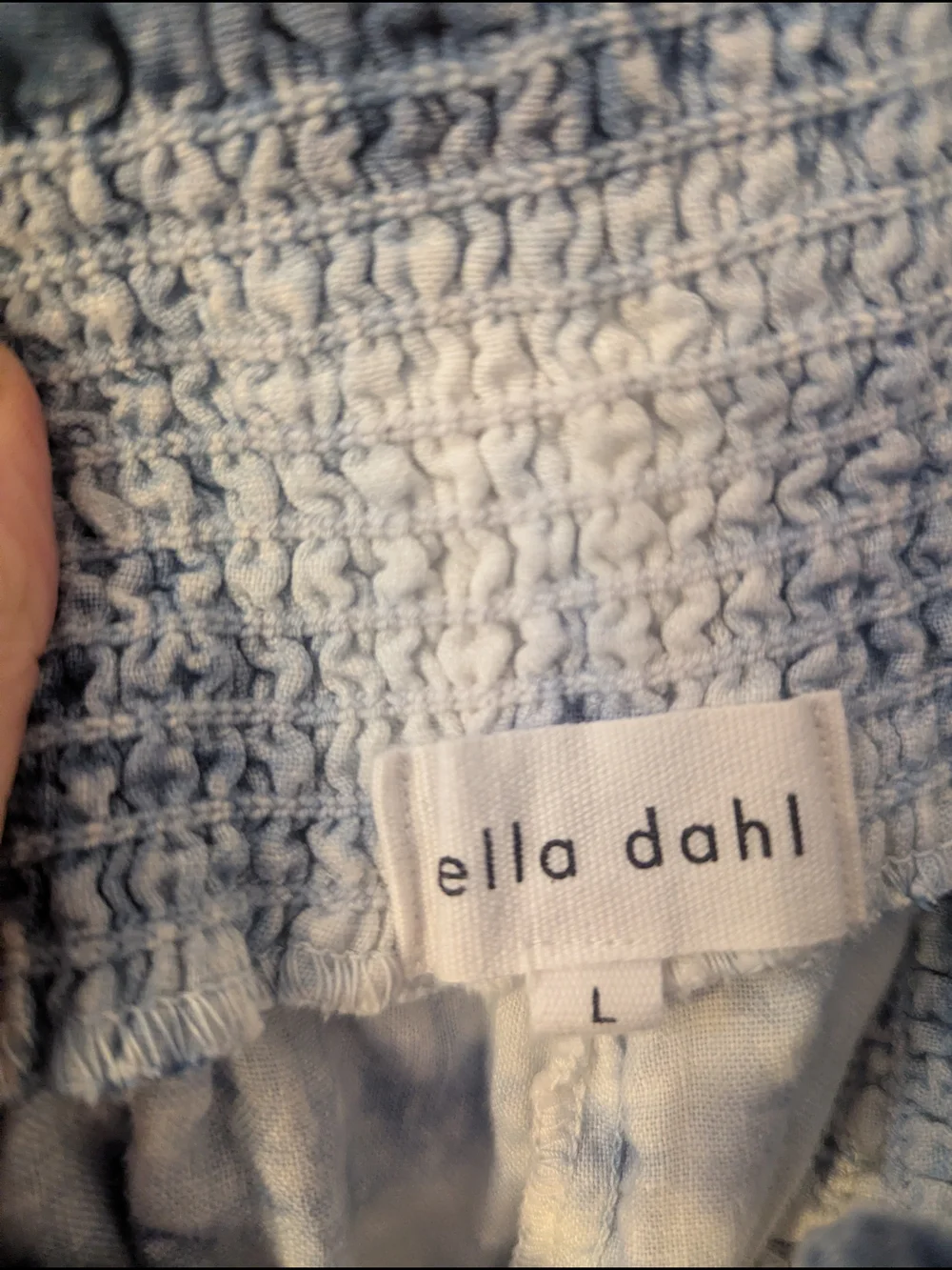 Bella Dahl Blue & White Smocked Waist Tie-Dye Pants